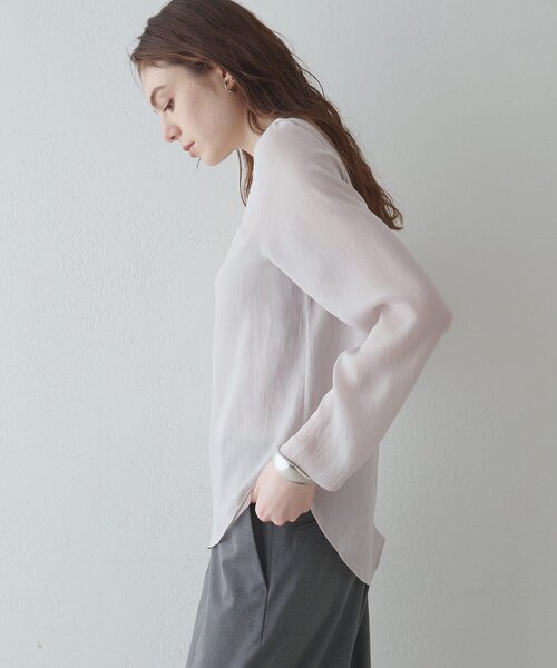 Drawing Numbers（ドローイング ナンバーズ）の「【Drawing Numbers】トリアセポリシースルーブラウス（シャツ/ブラウス・レディース・ブラック/アイボリー/グレイッシュベージュ・38）」の19枚目の写真