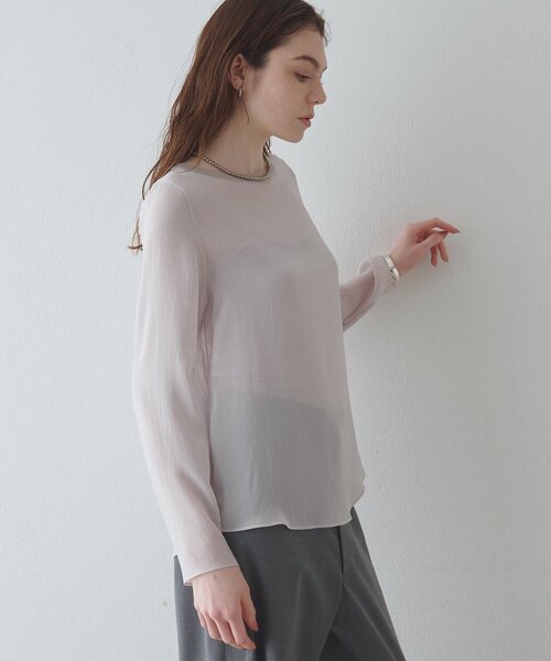 Drawing Numbers（ドローイング ナンバーズ）の「【Drawing Numbers】トリアセポリシースルーブラウス（シャツ/ブラウス・レディース・ブラック/アイボリー/グレイッシュベージュ・38）」の21枚目の写真