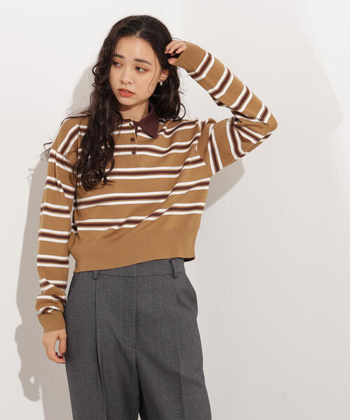 N.(N. Natural Beauty Basic)(エヌエヌナチュラルビューティーベーシック)の「ラガーニット(ニット/セーター・レディース・ボルドー/ブラウン/ブルー・MEDIUM)」の4枚目の写真