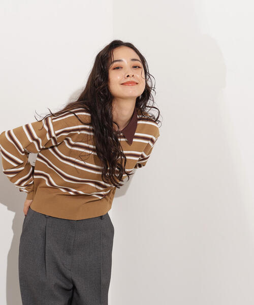 N.(N. Natural Beauty Basic)(エヌエヌナチュラルビューティーベーシック)の「ラガーニット(ニット/セーター・レディース・ボルドー/ブラウン/ブルー・MEDIUM)」の6枚目の写真