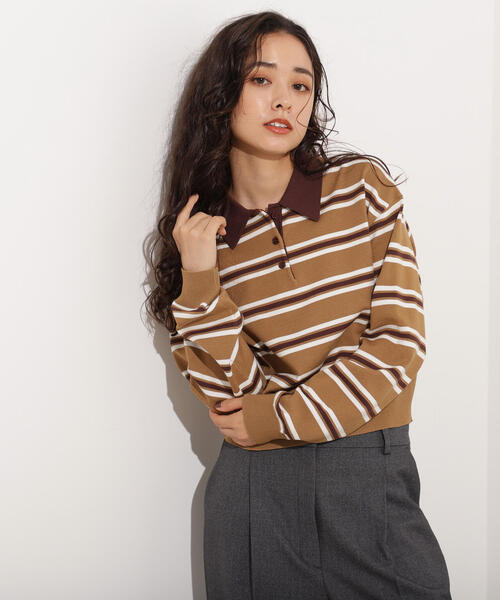 N.(N. Natural Beauty Basic)(エヌエヌナチュラルビューティーベーシック)の「ラガーニット(ニット/セーター・レディース・ボルドー/ブラウン/ブルー・MEDIUM)」の2枚目の写真