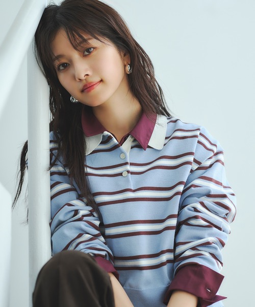 N.(N. Natural Beauty Basic)(エヌエヌナチュラルビューティーベーシック)の「ラガーニット(ニット/セーター・レディース・ボルドー/ブラウン/ブルー・MEDIUM)」の1枚目の写真