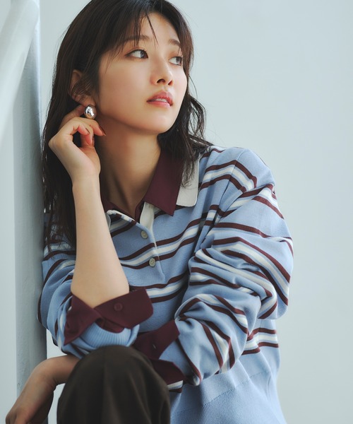 N.(N. Natural Beauty Basic)(エヌエヌナチュラルビューティーベーシック)の「ラガーニット(ニット/セーター・レディース・ボルドー/ブラウン/ブルー・MEDIUM)」の11枚目の写真