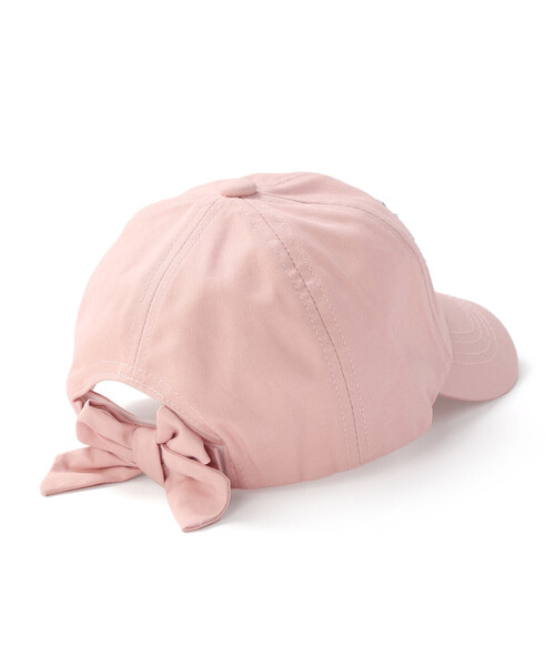 SLAP SLIP(スラップスリップ)の「後ろリボンフェミニンモチーフ刺しゅうキャップ(52~54cm)(キャップ・キッズ・ピンク/オフホワイト・S/M)」の7枚目の写真