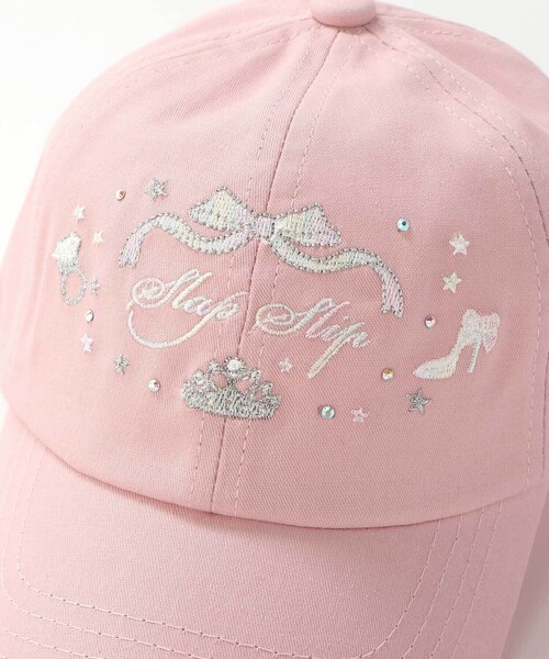 SLAP SLIP(スラップスリップ)の「後ろリボンフェミニンモチーフ刺しゅうキャップ(52~54cm)(キャップ・キッズ・ピンク/オフホワイト・S/M)」の8枚目の写真
