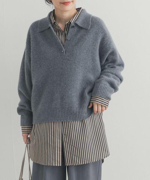 URBAN RESEARCH DOORS（アーバンリサーチドアーズ）の「ストライプオーバーシャツ（シャツ/ブラウス・レディース・バーガンディー/チャコールグレー・MEDIUM）」の2枚目の写真