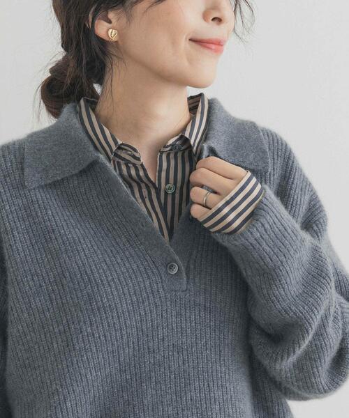 URBAN RESEARCH DOORS（アーバンリサーチドアーズ）の「ストライプオーバーシャツ（シャツ/ブラウス・レディース・バーガンディー/チャコールグレー・MEDIUM）」の5枚目の写真