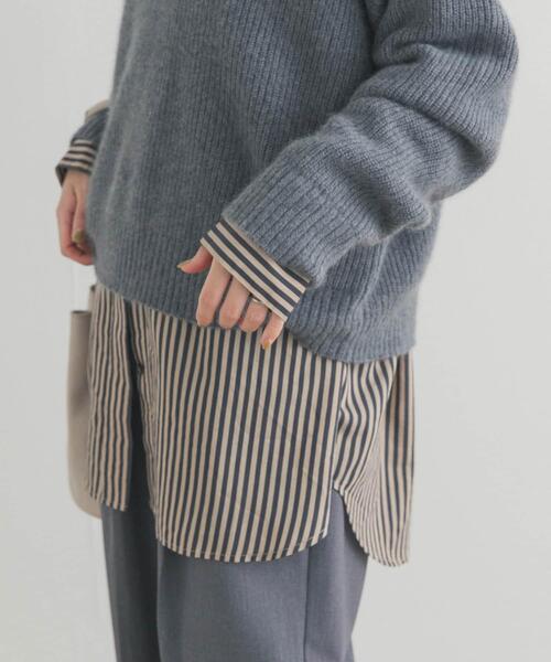 URBAN RESEARCH DOORS（アーバンリサーチドアーズ）の「ストライプオーバーシャツ（シャツ/ブラウス・レディース・バーガンディー/チャコールグレー・MEDIUM）」の6枚目の写真