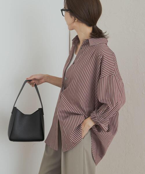 URBAN RESEARCH DOORS（アーバンリサーチドアーズ）の「ストライプオーバーシャツ（シャツ/ブラウス・レディース・バーガンディー/チャコールグレー・MEDIUM）」の20枚目の写真