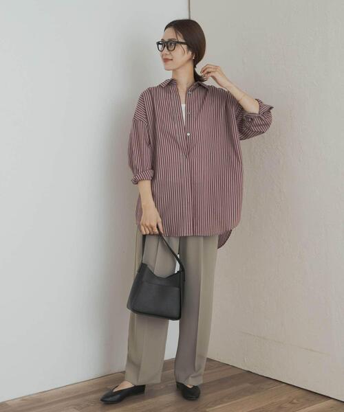 URBAN RESEARCH DOORS（アーバンリサーチドアーズ）の「ストライプオーバーシャツ（シャツ/ブラウス・レディース・バーガンディー/チャコールグレー・MEDIUM）」の22枚目の写真