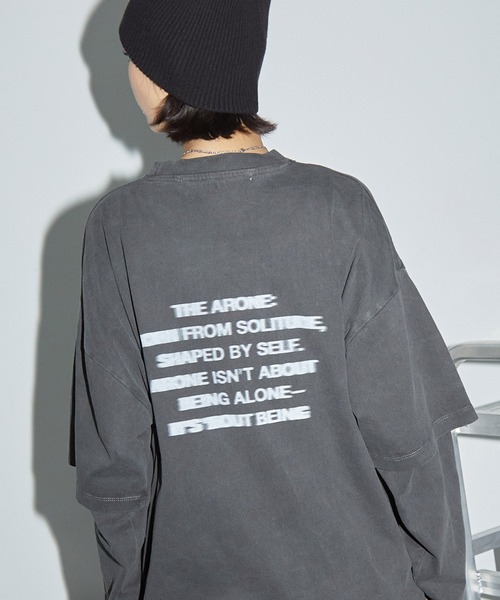 Anchor Smith(アンカー スミス)の「ヴィンテージ加工ピグメント レイヤード風アーチロゴカレッジプリントロンT(Tシャツ/カットソー・レディース・ブラック系1/ネイビー/ブラック系2/レッド・L/M)」の15枚目の写真