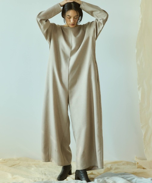 Libra Cue(リブラ キュー)の「ロングスリーブ2wayオールインワン(サロペット/オーバーオール・レディース・ブラック/ベージュ・1/2)」の5枚目の写真