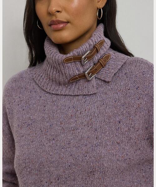 バックルトリム メランジ タートルネック セーター（ニット