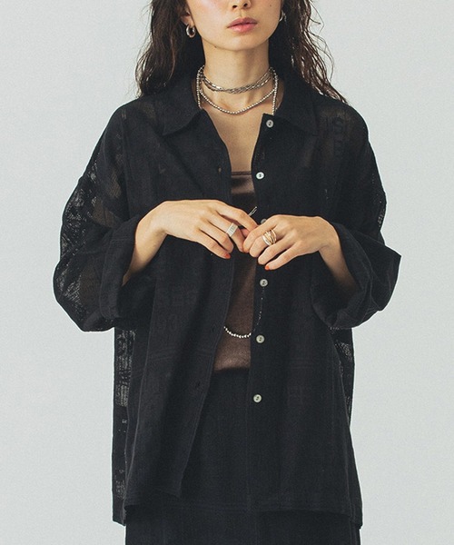 ROSE BUD(ローズバッド)の「ORIGINAL LACE SHIRT(シャツ/ブラウス・レディース・ブラック/オフホワイト・ONE SIZE)」の2枚目の写真