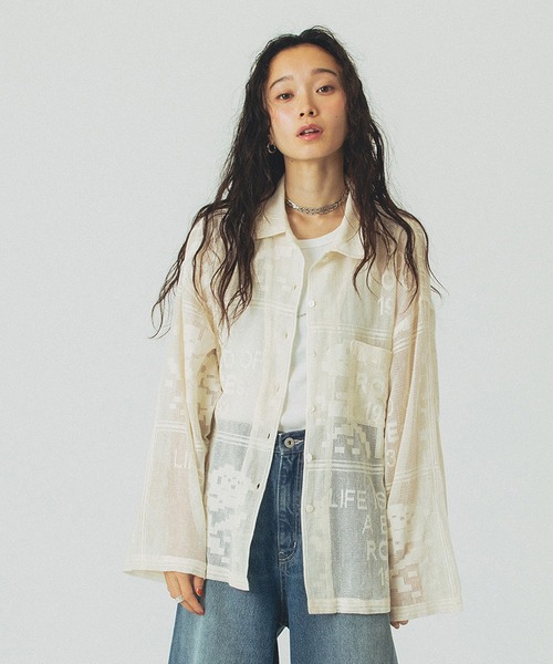 ROSE BUD(ローズバッド)の「ORIGINAL LACE SHIRT(シャツ/ブラウス・レディース・ブラック/オフホワイト・ONE SIZE)」の3枚目の写真
