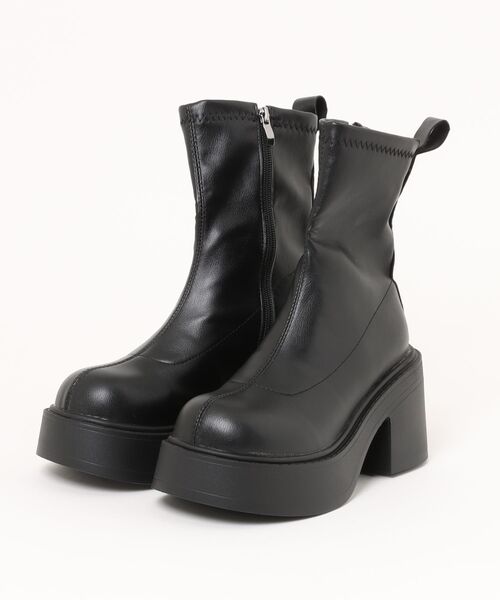 SANSeLF(サンセルフ)の「【SANSeLF】 ショートブーツ 厚底チャンキーヒール サイドジップ sas25a022(ブーツ・レディース・ブラック・39/38/37/36)」の18枚目の写真