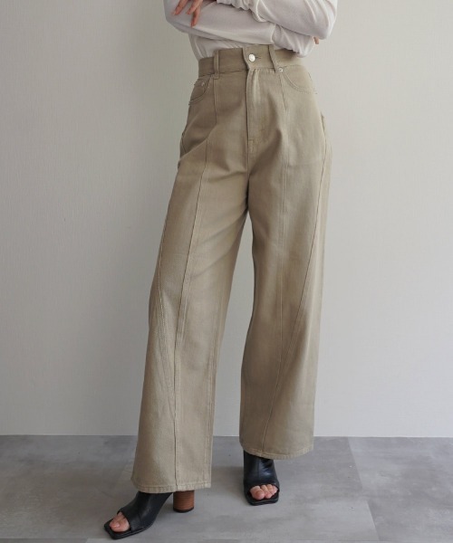 Rashik（ラシク）の「切替デザインストレートパンツ（その他パンツ・レディース・ブラウン/ベージュ・S/M）」の3枚目の写真