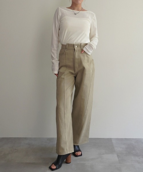 Rashik（ラシク）の「切替デザインストレートパンツ（その他パンツ・レディース・ブラウン/ベージュ・S/M）」の4枚目の写真