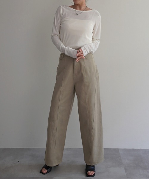 Rashik（ラシク）の「切替デザインストレートパンツ（その他パンツ・レディース・ブラウン/ベージュ・S/M）」の6枚目の写真