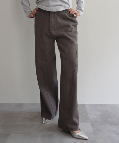 Rashik（ラシク）の「切替デザインストレートパンツ（その他パンツ・レディース・ブラウン/ベージュ・S/M）」の9枚目の写真
