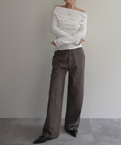 Rashik（ラシク）の「切替デザインストレートパンツ（その他パンツ・レディース・ブラウン/ベージュ・S/M）」の12枚目の写真