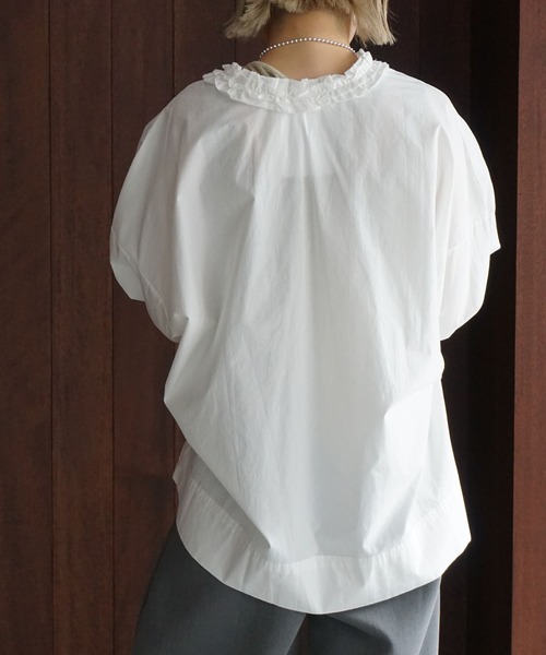 フリルネック リラックスブラウス chw25a061-ファッション通販サイト