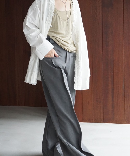 chuclla（チュクラ）の「フリルネック リラックスブラウス chw25a061（シャツ/ブラウス・レディース・スモーキーグリーン系/ホワイト・FREE）」の17枚目の写真