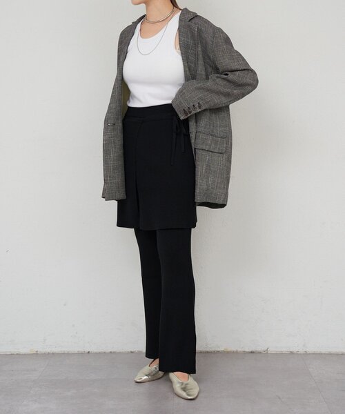 SHENERY（シーナリー）の「ニットレイヤードパンツ（その他パンツ・レディース・ブラック/グレー・FREE）」の4枚目の写真