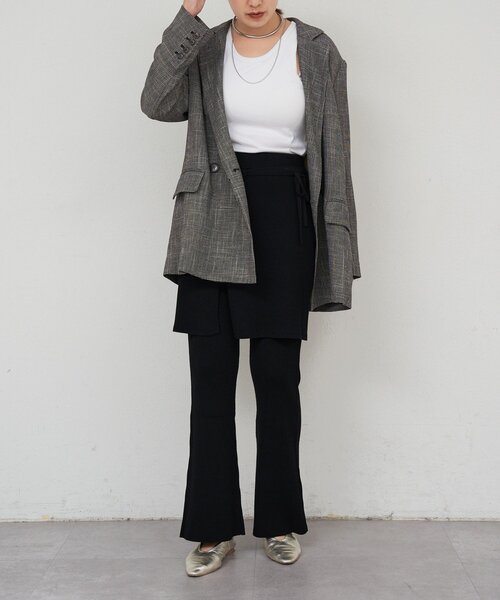 SHENERY（シーナリー）の「ニットレイヤードパンツ（その他パンツ・レディース・ブラック/グレー・FREE）」の6枚目の写真