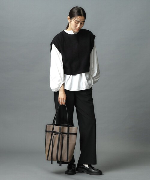 HIROKO HAYASHI（ヒロコハヤシ）の「PANIER（パニエ）トートバッグM（トートバッグ・レディース・ブラック/オフホワイト/ベージュ系4・00）」の10枚目の写真