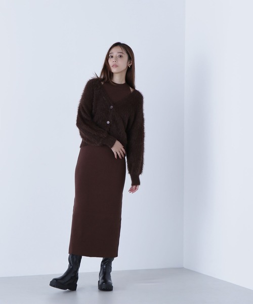 NATURAL BEAUTY BASIC（ナチュラルビューティーベーシック）の「◇シャギーカーデセットニットワンピース（ワンピース・レディース・グレー系その他/ブラック系その他/ブラウン・P/S/MEDIUM）」の12枚目の写真