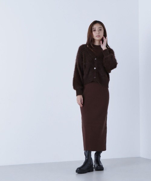 NATURAL BEAUTY BASIC（ナチュラルビューティーベーシック）の「◇シャギーカーデセットニットワンピース（ワンピース・レディース・グレー系その他/ブラック系その他/ブラウン・P/S/MEDIUM）」の14枚目の写真