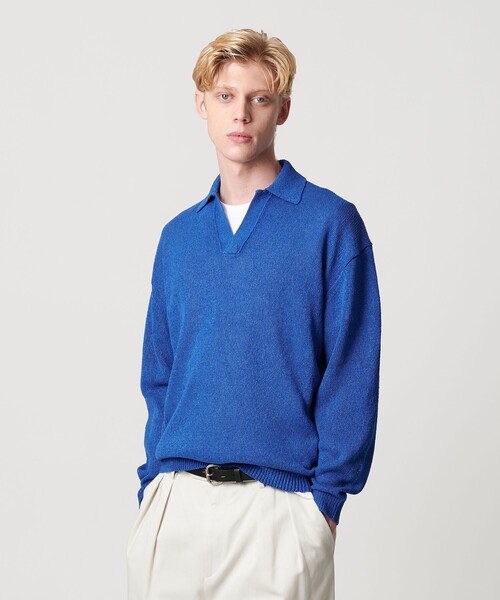 BEAUTY&YOUTH UNITED ARROWS(ビューティーアンドユースユナイテッドアローズ)の「ペイパー アゼ スキッパー ニット(ニット/セーター・メンズ・ブラック/ロイヤルブルー・L/M/S/XL)」の2枚目の写真