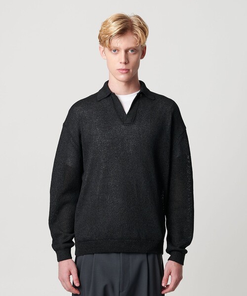 BEAUTY&YOUTH UNITED ARROWS(ビューティーアンドユースユナイテッドアローズ)の「ペイパー アゼ スキッパー ニット(ニット/セーター・メンズ・ブラック/ロイヤルブルー・L/M/S/XL)」の6枚目の写真