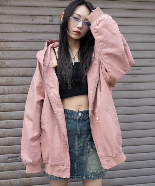 WEGO（ウィゴー）の「WEGO/【25年秋冬新作】ワーカーズフードブルゾン（ブルゾン・レディース・ブラウン/ピンク/ベージュ/チャコール/その他1・FREE）」の4枚目の写真