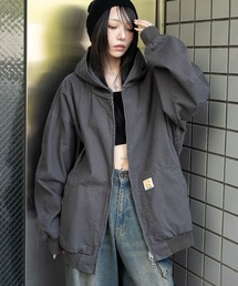 ADOREグレー フード付きブルゾン アドティエ ad thie フード付きファーブルゾン （グレー