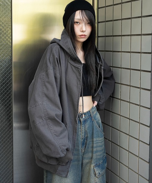 WEGO（ウィゴー）の「WEGO/【25年秋冬新作】ワーカーズフードブルゾン（ブルゾン・レディース・ブラウン/ピンク/ベージュ/チャコール/その他1・FREE）」の19枚目の写真