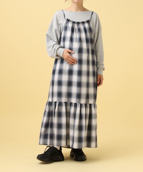 LEPSIM（レプシィム）の「【産前・産後対応】マタニティ／ギャザーキャミワンピース　579693（マタニティウェア/グッズ・レディース・ブラウン系その他/ブルー系その他/ブラック・FREE）」の3枚目の写真