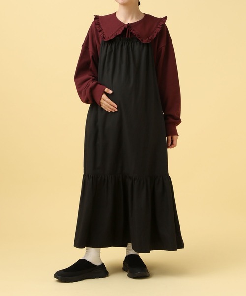 セール】【産前・産後対応】マタニティ／ギャザーキャミワンピース