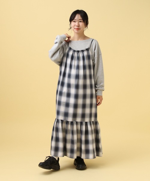 LEPSIM（レプシィム）の「【産前・産後対応】マタニティ／ギャザーキャミワンピース　579693（マタニティウェア/グッズ・レディース・ブラウン系その他/ブルー系その他/ブラック・FREE）」の6枚目の写真