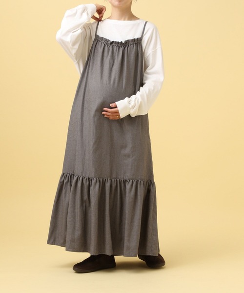 LEPSIM（レプシィム）の「【産前・産後対応】マタニティ／ギャザーキャミワンピース　579693（マタニティウェア/グッズ・レディース・ブラウン系その他/ブルー系その他/ブラック・FREE）」の7枚目の写真