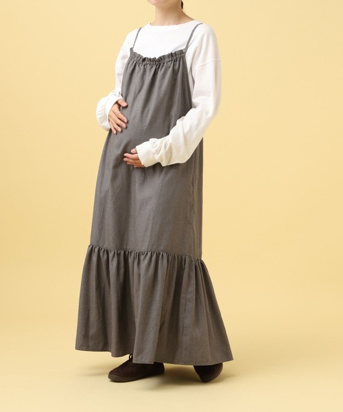 LEPSIM（レプシィム）の「【産前・産後対応】マタニティ／ギャザーキャミワンピース　579693（マタニティウェア/グッズ・レディース・ブラウン系その他/ブルー系その他/ブラック・FREE）」の8枚目の写真