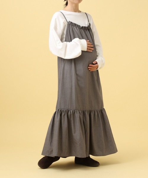 LEPSIM（レプシィム）の「【産前・産後対応】マタニティ／ギャザーキャミワンピース　579693（マタニティウェア/グッズ・レディース・ブラウン系その他/ブルー系その他/ブラック・FREE）」の9枚目の写真