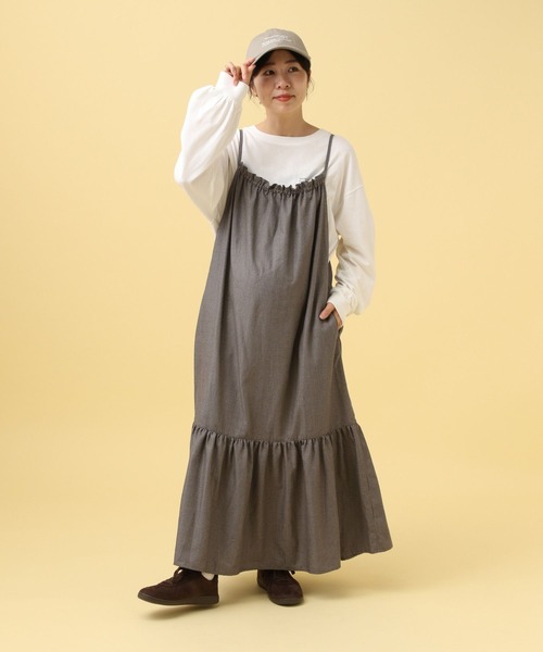 LEPSIM（レプシィム）の「【産前・産後対応】マタニティ／ギャザーキャミワンピース　579693（マタニティウェア/グッズ・レディース・ブラウン系その他/ブルー系その他/ブラック・FREE）」の12枚目の写真