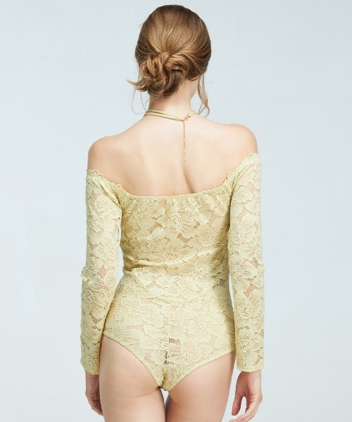 ANNEBRA（アンブラ）の「Harmony in Bloom チョーカー付きオフショルレースボディスーツ/テディ（その他アンダーウェア/インナー・レディース・ダークパープル/マスタード・M/L）」の7枚目の写真