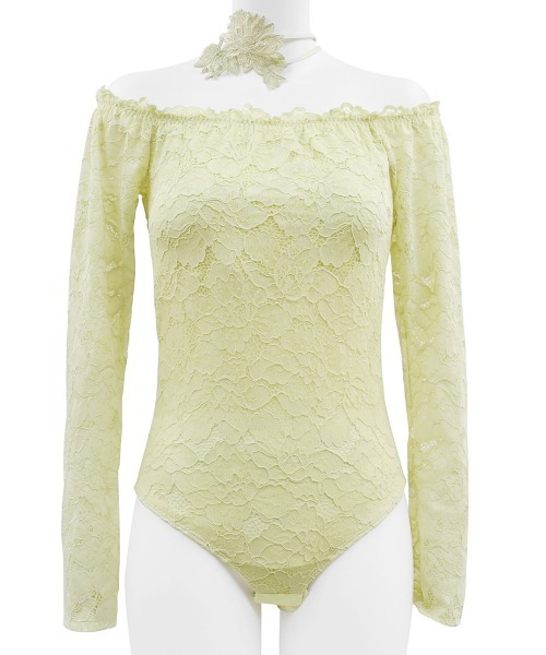 ANNEBRA（アンブラ）の「Harmony in Bloom チョーカー付きオフショルレースボディスーツ/テディ（その他アンダーウェア/インナー・レディース・ダークパープル/マスタード・M/L）」の12枚目の写真