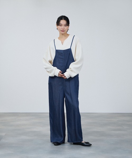 Mac-House(マックハウス)の「milli de l'air Denim-Tone Cami All-in-one/デニムオールインワン(つなぎ/オールインワン・レディース・ブルー/ダークグレー・M)」の1枚目の写真