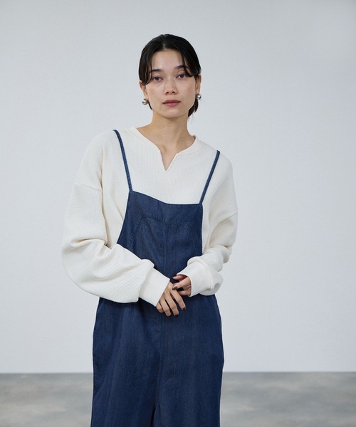 Mac-House(マックハウス)の「milli de l'air Denim-Tone Cami All-in-one/デニムオールインワン(つなぎ/オールインワン・レディース・ブルー/ダークグレー・M)」の13枚目の写真