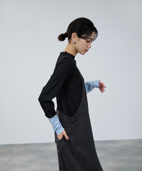 Mac-House(マックハウス)の「milli de l'air Denim-Tone Cami All-in-one/デニムオールインワン(つなぎ/オールインワン・レディース・ブルー/ダークグレー・M)」の5枚目の写真