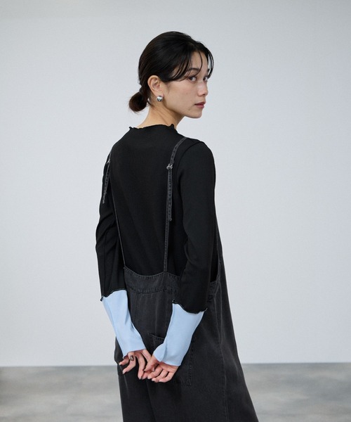 Mac-House(マックハウス)の「milli de l'air Denim-Tone Cami All-in-one/デニムオールインワン(つなぎ/オールインワン・レディース・ブルー/ダークグレー・M)」の6枚目の写真